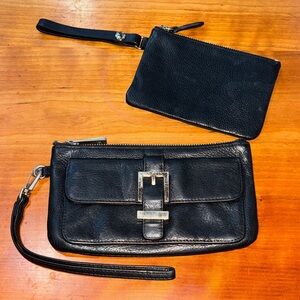 🆕 Express Black Leather Wristlet and Coin Pouch Set